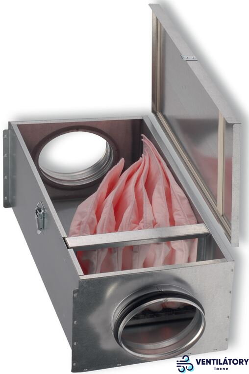 FLF-B 355 Vzduchotechnický Vrecový Filter F7 pre Kruhový Kanál, Galvanizovaná Oceľ