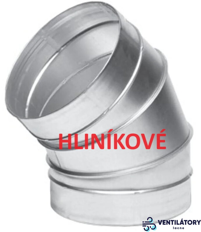 Hliníkové vzduchotechnické koleno 45° pre potrubie Ø125mm, pozinkovaný plech Hliníkové vzduchotechnické koleno 45° pre potrubie Ø125mm, pozinkovaný plech