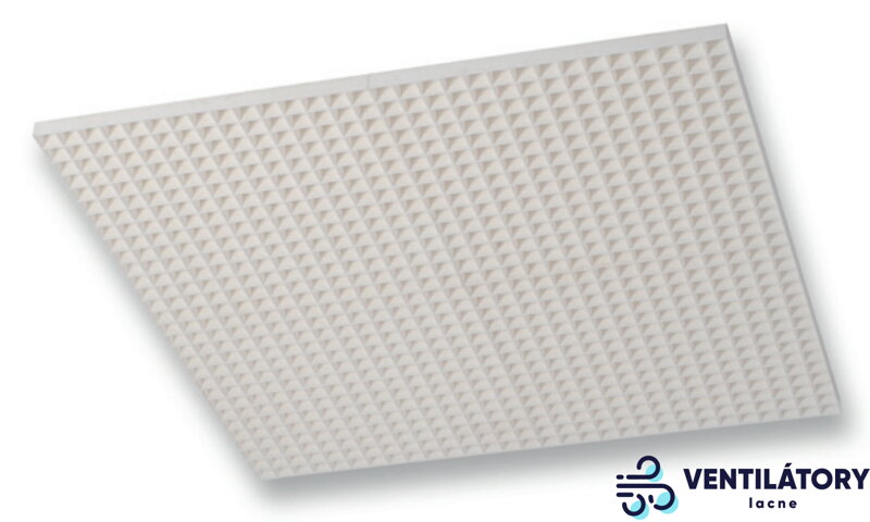 PS/PR Stropný Anemostat 1195x595mm, 6000 m³/h, Plastový Biely, Vetracia Mriežka s 80% Voľným Prierezom