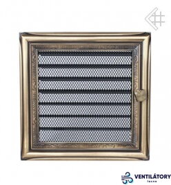 Kratki 17x17 cm Krbová Mriežka so Žaluziou - Oceľová Rustikálna Ventilačná Mreža