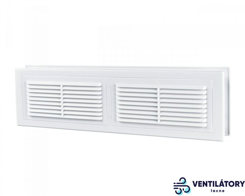 Obojstranná plastová vetracia mriežka MV380/2 do dverí, biela, 86x358 mm, bez sieťky proti hmyzu