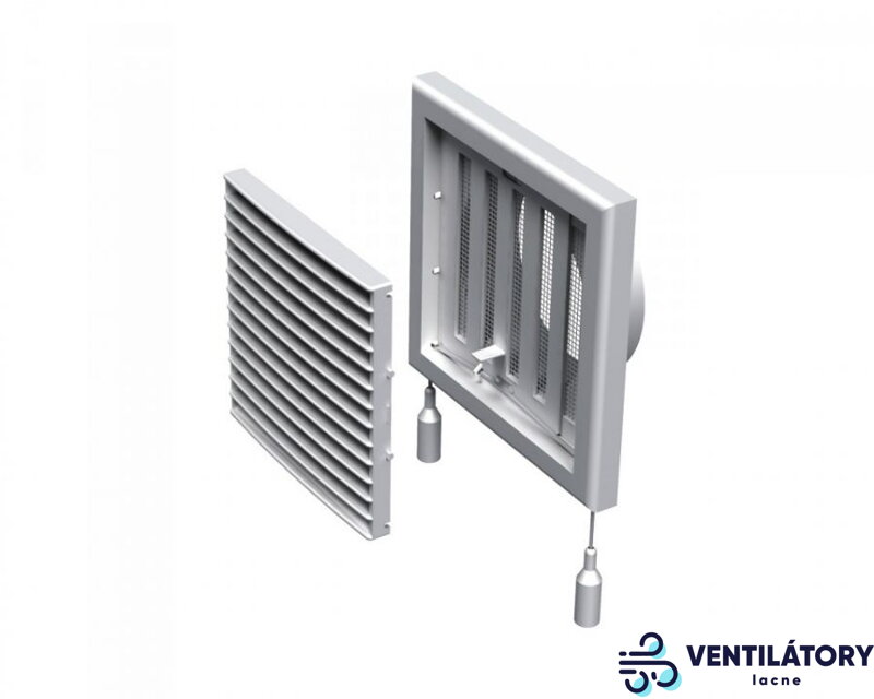 Plastová vetracia mriežka MV101VRS s prírubou 100mm, sieťkou a zatváraním, rovné lamely, krycia plocha 154x154mm Plastová vetracia mriežka MV101VRS s prírubou 100mm, sieťkou a zatváraním, rovné lamely, krycia plocha 154x154mm