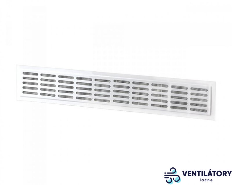 Kovová vetracia mriežka MVM 475x80 mm s upevnením, ochrannou sieťkou a zinko-fosfátovou úpravou Kovová vetracia mriežka MVM 475x80 mm s upevnením, ochrannou sieťkou a zinko-fosfátovou úpravou